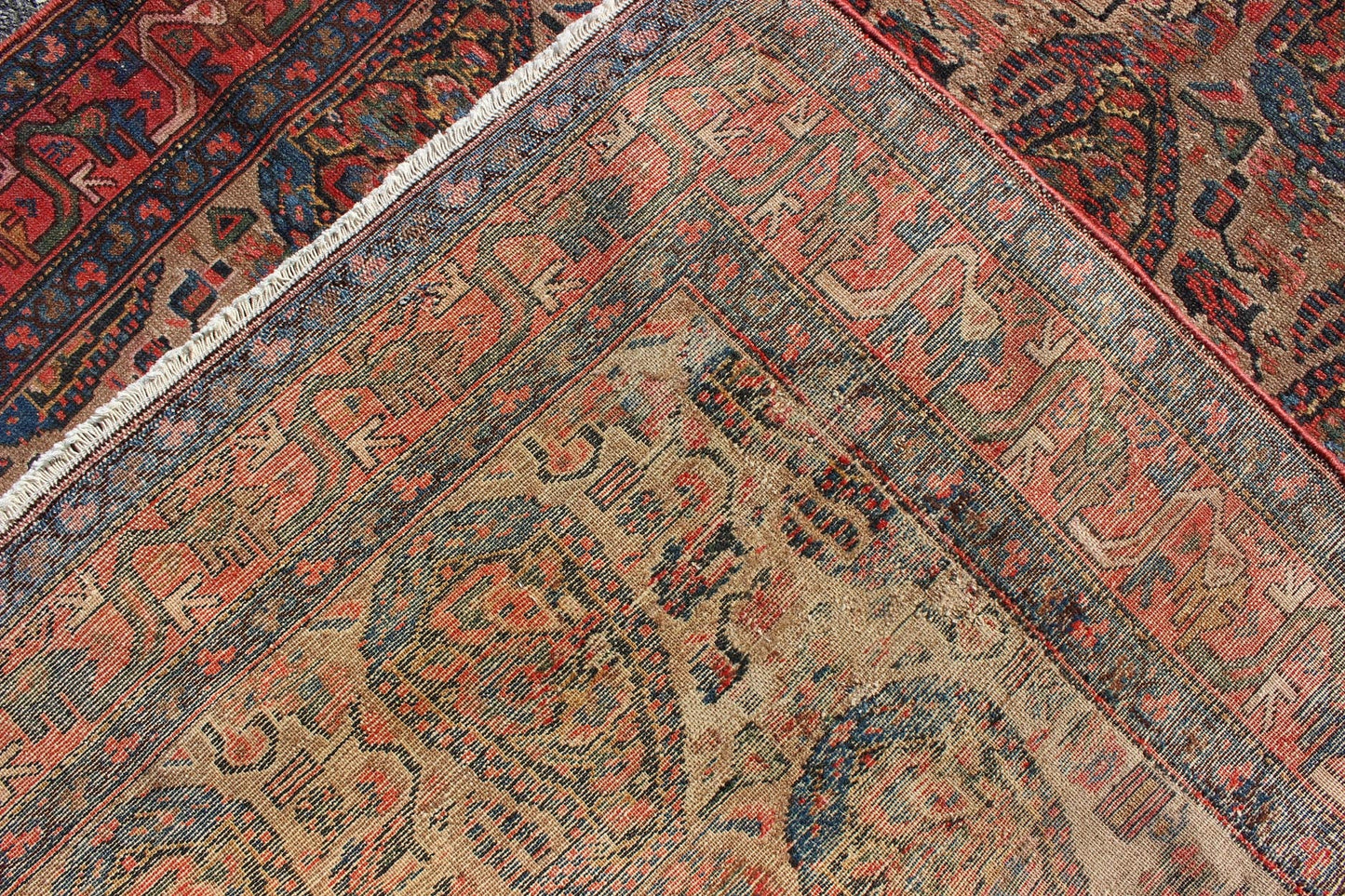 Late 19th - Century Antique Persian Paisley Seneh Malayer Rug with Large Paisley Field Measures: 4'0 x 9'2 The richly intricate design of this handwoven, antique Seneh Malayer rug distinguishes it from all others of its kind. The iconic al... - Keivan Woven ArtsB - 0504 - 173