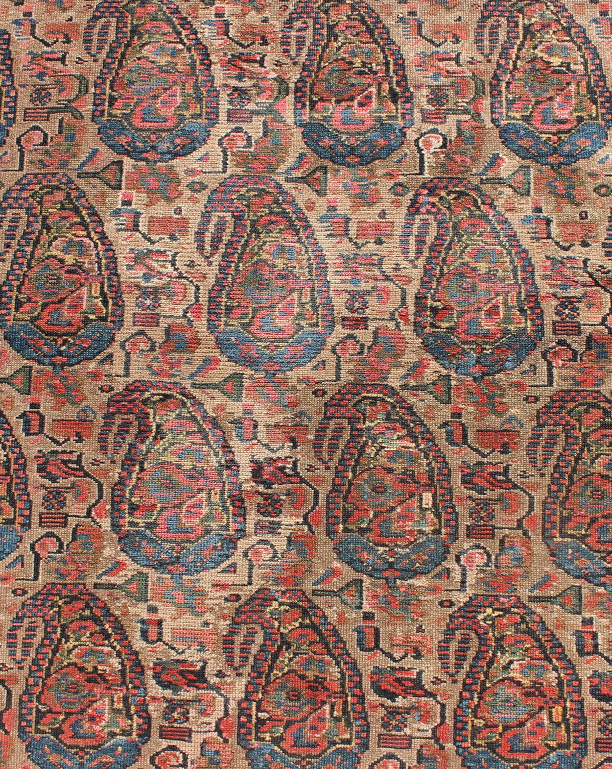 Late 19th - Century Antique Persian Paisley Seneh Malayer Rug with Large Paisley Field Measures: 4'0 x 9'2 The richly intricate design of this handwoven, antique Seneh Malayer rug distinguishes it from all others of its kind. The iconic al... - Keivan Woven ArtsB - 0504 - 173Rug