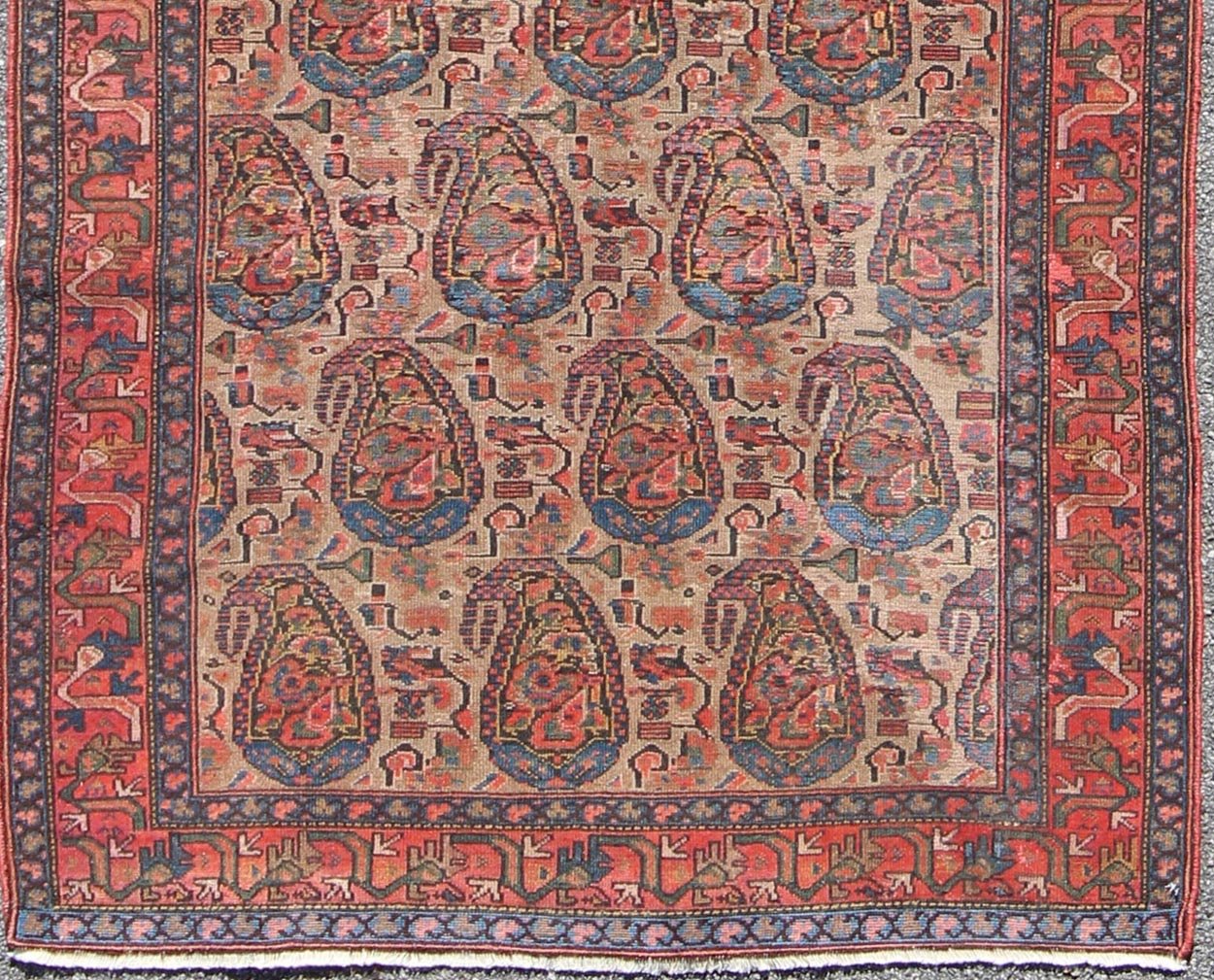 Late 19th - Century Antique Persian Paisley Seneh Malayer Rug with Large Paisley Field Measures: 4'0 x 9'2 The richly intricate design of this handwoven, antique Seneh Malayer rug distinguishes it from all others of its kind. The iconic al... - Keivan Woven ArtsB - 0504 - 173