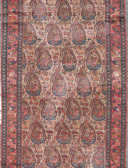 Late 19th - Century Antique Persian Paisley Seneh Malayer Rug with Large Paisley Field Measures: 4'0 x 9'2 The richly intricate design of this handwoven, antique Seneh Malayer rug distinguishes it from all others of its kind. The iconic al... - Keivan Woven ArtsB - 0504 - 173