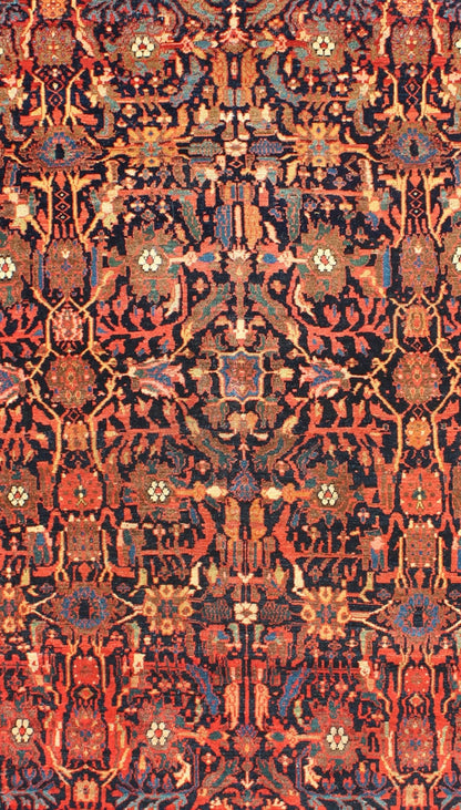 19th Century Fine Antique Persian Faraghan Antique All - Over Design in Navy Background with Multi Jewel Tones Late 19th Century Antique Feraghan Sarouk in Navy background and Multi Colors, Keivan Woven Arts/ rug B - 0510, country of origin / type:... - Keivan Woven ArtsB - 0510 - 2197Rug