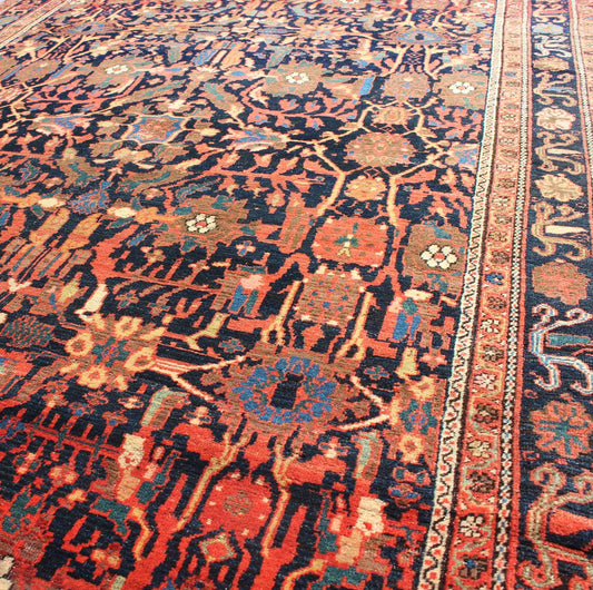 19th Century Fine Antique Persian Faraghan Antique All - Over Design in Navy Background with Multi Jewel Tones Late 19th Century Antique Feraghan Sarouk in Navy background and Multi Colors, Keivan Woven Arts/ rug B - 0510, country of origin / type:... - Keivan Woven ArtsB - 0510 - 2197Rug