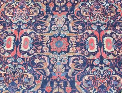 Colorful Antique Persian Sultanabad Rug with Navy Blue Field and Red Border. Antique Persian Sultanabad in Blue background and colorful field. Keivan Woven Arts/rug/ B - 0536, country of origin / type: Iran / Sultanabad, circa 1910 Measures: 9 x 1... - Keivan Woven ArtsB - 0536 - 621Rug