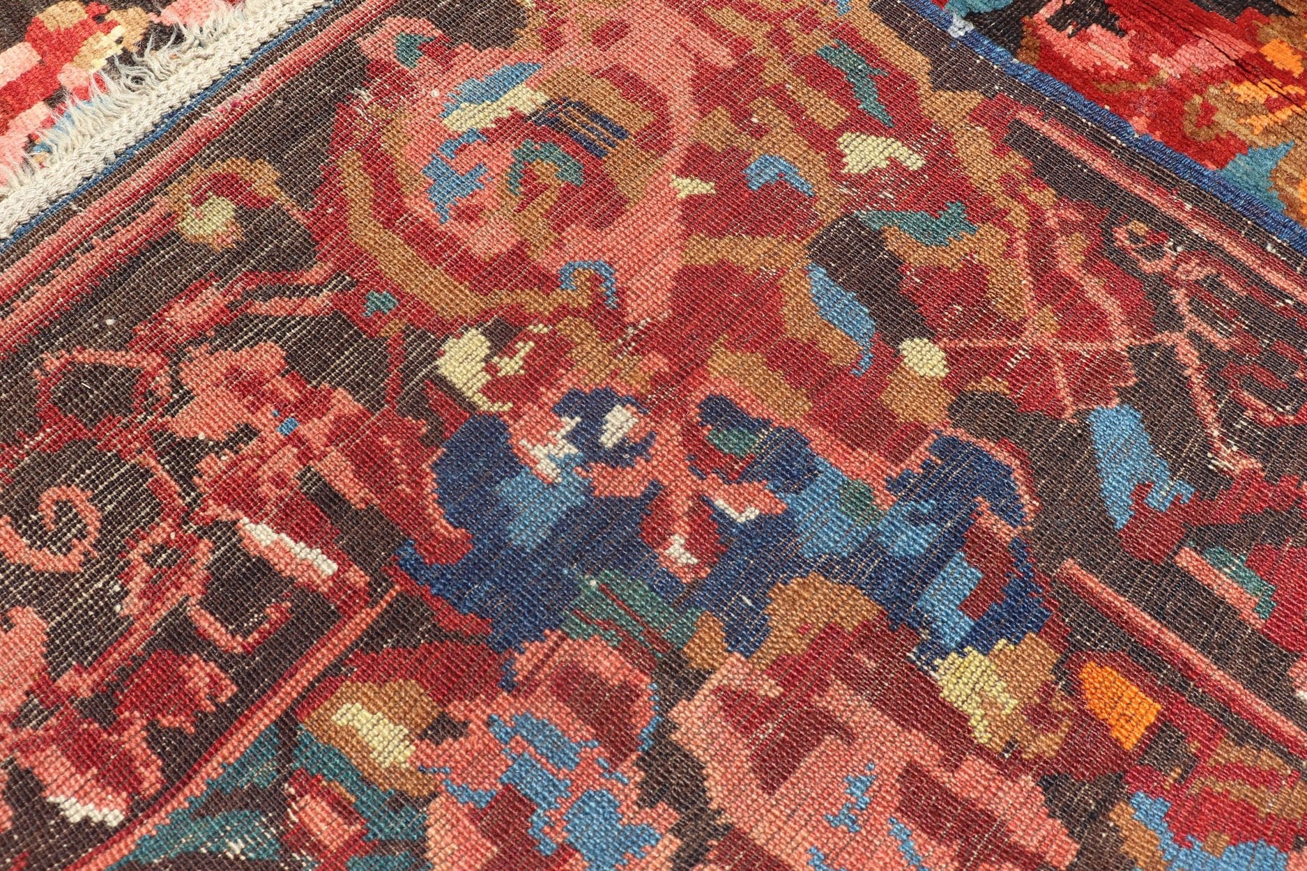 Antique Caucasian Kuba Rug with a Central Floral Medallion 1880's Antique Caucasian Kuba Rug with a Central Medallion in teal and variety of red tones with oxidized charcoal/brown. Keivan Woven Arts/ Rug/ B - 0537 Origin/ Caucasian, Circa/1880's,... - Keivan Woven ArtsB - 0537 - 1937Rug
