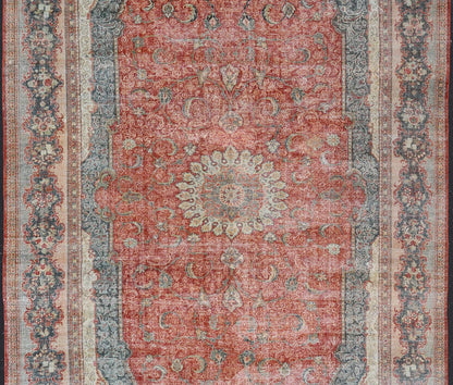 Large Antique Persian Mahal Rug with Central Medallion and Regal Design. Large Antique Persian Mahal Rug with a Traditional Medallion and Floral Design in red, blue, green, ivory. Keivan Woven Arts/ rug / B - 0722 Iran/ Mahal / circa 1920 ... - Keivan Woven ArtsB - 0722 - 321Rug