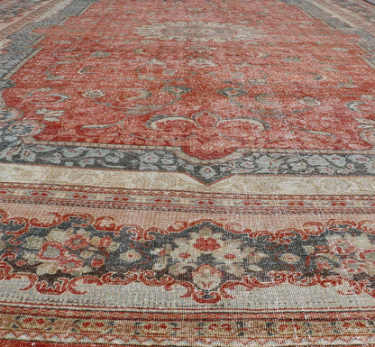 Large Antique Persian Mahal Rug with Central Medallion and Regal Design. Large Antique Persian Mahal Rug with a Traditional Medallion and Floral Design in red, blue, green, ivory. Keivan Woven Arts/ rug / B - 0722 Iran/ Mahal / circa 1920 ... - Keivan Woven ArtsB - 0722 - 321Rug