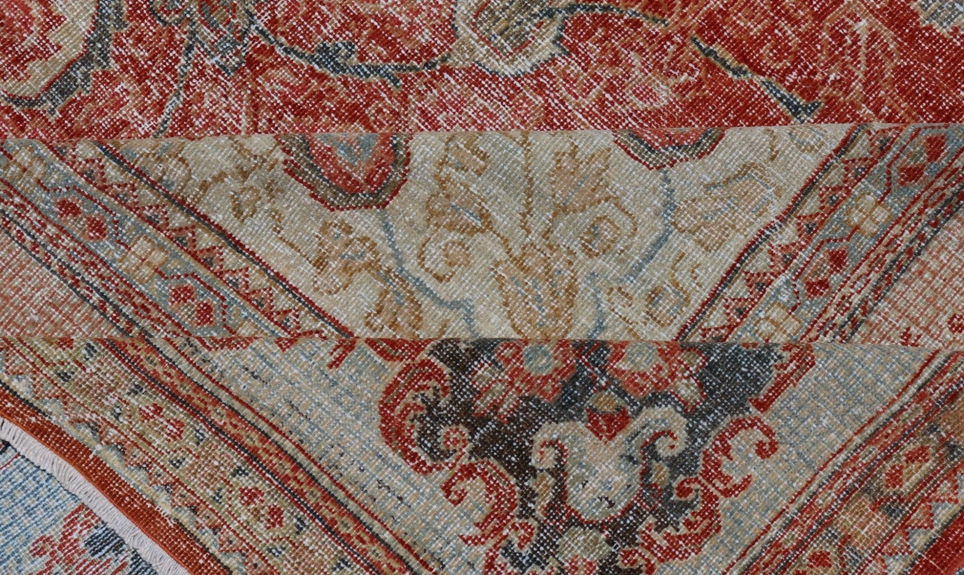 Large Antique Persian Mahal Rug with Central Medallion and Regal Design. Large Antique Persian Mahal Rug with a Traditional Medallion and Floral Design in red, blue, green, ivory. Keivan Woven Arts/ rug / B - 0722 Iran/ Mahal / circa 1920 ... - Keivan Woven ArtsB - 0722 - 321Rug