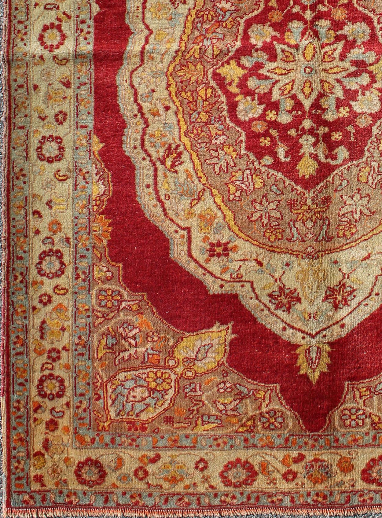Ornate Rich Red and Cream Antique Turkish Ladik Rug with Floral Medallion, rug b - 0805, country of origin / type: Iran / Ladik, circa 1900 This fine Turkish Ladik carpet form the late 19th century boasts an impressive multi - layered central medall... - Keivan Woven ArtsB - 0805 - 231Rug