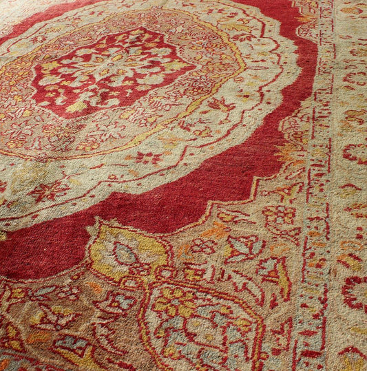 Ornate Rich Red and Cream Antique Turkish Ladik Rug with Floral Medallion, rug b - 0805, country of origin / type: Iran / Ladik, circa 1900 This fine Turkish Ladik carpet form the late 19th century boasts an impressive multi - layered central medall... - Keivan Woven ArtsB - 0805 - 231