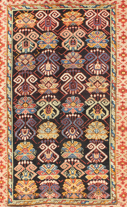 Colorful Antique Caucasian Rug with All - Over Design, rug/B - 1203, antique Caucasian, antique Karabagh This uniquely colorful antique Caucasian carpet bears an alternating pattern of highly stylized geometric motifs within the body of the rug. A m... - Keivan Woven ArtsB - 1203 - 1076Rug