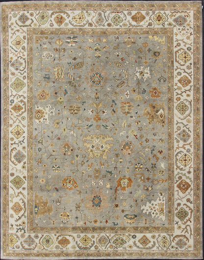 Palace Sized Indian Oushak Area Rug in Earth Colors Measures 12'2 x 14'10 Country of Origin: India; Type: Oushak; Design: Floral, Oushak Floral, Nature Motif; Keivan Woven Arts; BDH - 742780; Palace Sized Indian Oushak Area Rug in Eart... - Keivan Woven ArtsBDH - 742780 - 10872Rug