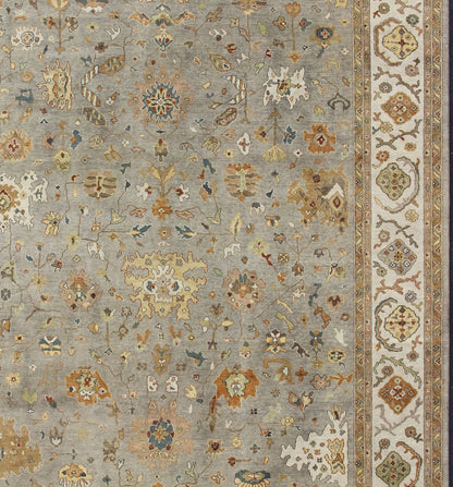 Palace Sized Indian Oushak Area Rug in Earth Colors Measures 12'2 x 14'10 Country of Origin: India; Type: Oushak; Design: Floral, Oushak Floral, Nature Motif; Keivan Woven Arts; BDH - 742780; Palace Sized Indian Oushak Area Rug in Eart... - Keivan Woven ArtsBDH - 742780 - 10872Rug