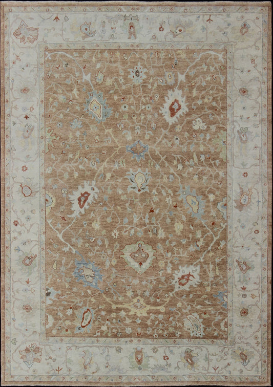 Large Indian All - Over Floral Designed Oushak Rug Hand - Knotted in Wool Measures 10' x 13'10 Country of Origin: India; Type: Oushak; Design: Floral, All - Over, Oushak Floral; Keivan Woven Arts: BDH - 743461; Large Indian Floral Oushak Rug Han... - Keivan Woven ArtsBDH - 743461 - 10886Rug