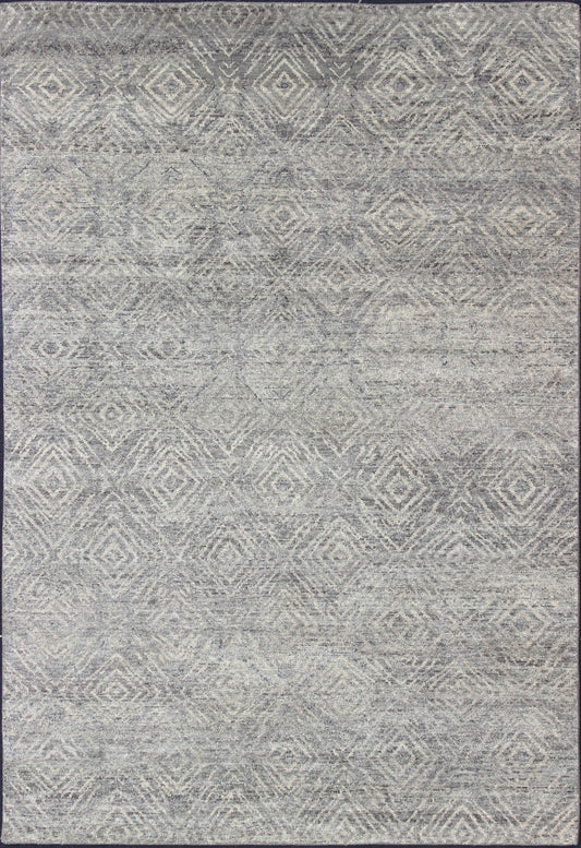 Hand - Knotted Modern Indian Area Rug in Gray - Green with Diamond Design Measures 10'0 x 13'10 Country of Origin: India; Type: Modern; Design: All - Over, Diamond, Geometric; Keivan Woven Arts; rug BDH - 762138; Oversized Hand - Knotted Diamo... - Keivan Woven ArtsBDH - 762138 - RT - 45 - 13422Rug