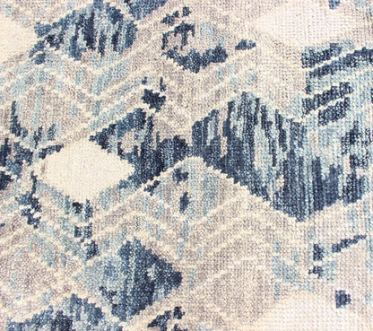 Large Modern Hand Knotted Indian Area Rug in Blue's, Gray, and White Measures 9'0 x 12'0 Country of Origin: India; Type: Modern; Design: All - Over, Abstract, Sub - Geometric, Diamond; Keivan Woven Arts: rug BDH - 764179; Large Modern Indian ... - Keivan Woven ArtsBDH - 764179 - RT - 18 - 13428Rug