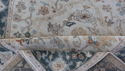 Indian Wool Hand - Knotted Floral Oushak Rug in Navy Blue and White Measures 5'7x 8'8 Country of Origin: India; Type: Oushak; Design: All - Over, Floral; Keivan Woven Arts: rug BDH - 767432; Indian Wool Hand - Knotted Floral Oushak in Nav... - Keivan Woven ArtsBDH - 767432 - 15298Rug