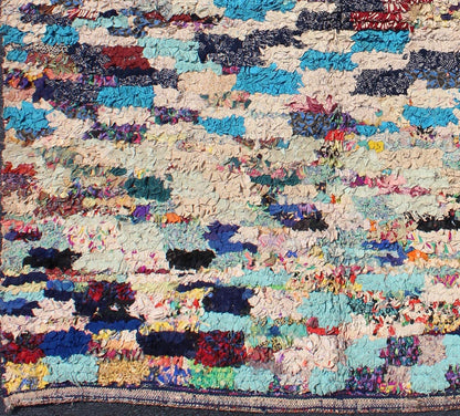 Mid - Century Moroccan rug with colorful checkerboard design, rug bds - 102, country of origin / type: Morocco / Tribal, circa 1950. Handwoven in bold, bright colors, this vintage Moroccan rug features a checkerboard design. Colors include black, re... - Keivan Woven ArtsBDS - 102 - 5219Rug