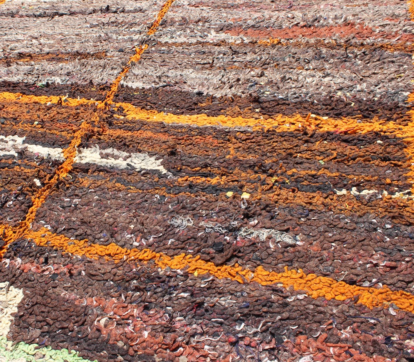 Large Moroccan Boucherouite Rag Rug This Moroccan rag rug is woven with recycled yarn from old fabrics and clothing pieces. The term boucherouite translates to pieces of clothing in the Moroccan Arabic language. The making of this rug is entirel... - Keivan Woven ArtsBDS - 108 - 5215Rug