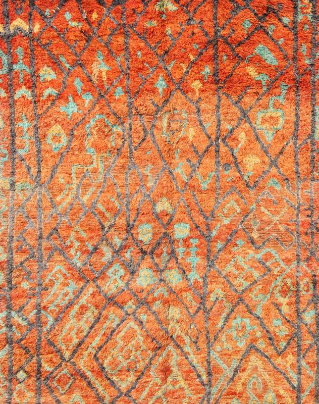 Vintage Moroccan Beni Mklid Rug with Sub - Geometric Tribal Design Measures: 6'6'' x 11'6''. Vintage Moroccan Beni Mkild carpets are rarities from various regions of Morocco. From the Northern Middle Atlas mountains, the Beni Mkild tribe create... - Keivan Woven ArtsBDS - 136646 - 7305Rug