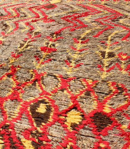 Midcentury Hand Knotted Tribal Moroccan Rug With Red, Gray, Yellow, and Charcoal Midcentury Moroccan rug with charcoal, red, yellow, and gray. Keivan Woven Arts rug/BDS - 20768, country of origin / type: Morocco / Tribal, circa mid - 20th century ... - Keivan Woven ArtsBDS - 20768 - 9575Rug