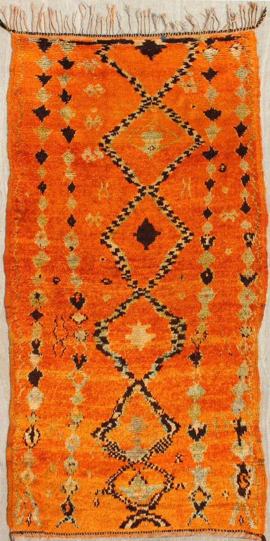 Vintage Hand Knotted Moroccan Beni Mklid Rug with All - Over Tribal Design Tribal design vintage Moroccan rug in red, orange, charcoal, ivory, Keivan Woven Arts / rug BDS - 2100, country of origin / type: Morocco / Tribal, circa 1940. Vintage... - Keivan Woven ArtsBDS - 2100 - 9567Rug