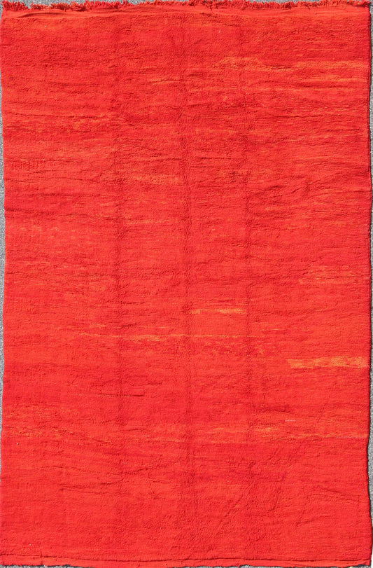 Large Mid - 20th Century Vintage Moroccan Rug with Solid Variegated Red Background Mid - 20th century vintage Moroccan rug with solid variegated red background, Keivan Woven Arts / rug BDS - K423, country of origin / type: Morocco / Tribal, circa 1950... - Keivan Woven ArtsBDS - K423 - 9268Rug