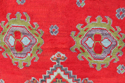Large Antique Oushak Rug in Red, Acid Green and Ice Blue by Keivan Woven Arts Antique Oushak rug with beautiful red, Keivan Woven Arts/ Rug/BHR - 2 Measure: 12' x 16'5. This lovely antique Oushak has a bold geometric medallion with four ... - Keivan Woven ArtsBHR - 2 - 5967Rug