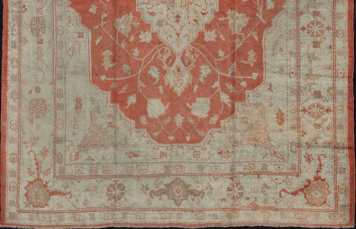 Antique Turkish Oushak Carpet With Medallion In Cream and Soft Orange. Keivan Woven Arts / Rug / BHR - 3 / country of origin / type: Turkey / Oushak, circa 1900. Antique oushak, Turkish oushak Measures: 9.1 x 12.6. This beautiful rug from early 20t... - Keivan Woven ArtsBHR - 3 - 4778Rug