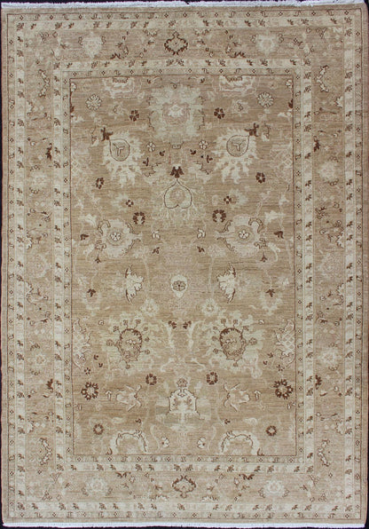 Vintage Afghan Rug in Muted Earthy Tones of Light Brown, Caramel, Light Green and Dark Brown Highlights Vintage Afghan Rug in Muted Earthy Tones of Light Brown, Caramel, Light Green and Dark Brown Highlights, Keivan Woven Arts / BR - 11716 country of... - Keivan Woven ArtsBR - 11716 - 2191Rug