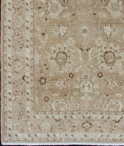 Vintage Afghan Rug in Muted Earthy Tones of Light Brown, Caramel, Light Green and Dark Brown Highlights Vintage Afghan Rug in Muted Earthy Tones of Light Brown, Caramel, Light Green and Dark Brown Highlights, Keivan Woven Arts / BR - 11716 country of... - Keivan Woven ArtsBR - 11716 - 2191Rug