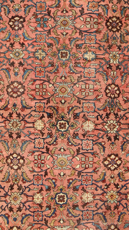 Antique Persian Sultanabad Colorful Rug With All - Over Design in salmon & Gold. Antique 19th century Persian Sultanabad. Keivan Woven Arts / 1890, Keivan Woven Arts/rug/ C - 0103, country of origin / type: Iran / Antique Sultanabad Measures: 7'6 x ... - Keivan Woven ArtsC - 0103 - 179Rug