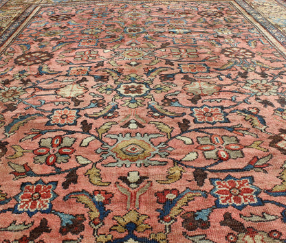 Antique Persian Sultanabad Colorful Rug With All - Over Design in salmon & Gold. Antique 19th century Persian Sultanabad. Keivan Woven Arts / 1890, Keivan Woven Arts/rug/ C - 0103, country of origin / type: Iran / Antique Sultanabad Measures: 7'6 x ... - Keivan Woven ArtsC - 0103 - 179Rug