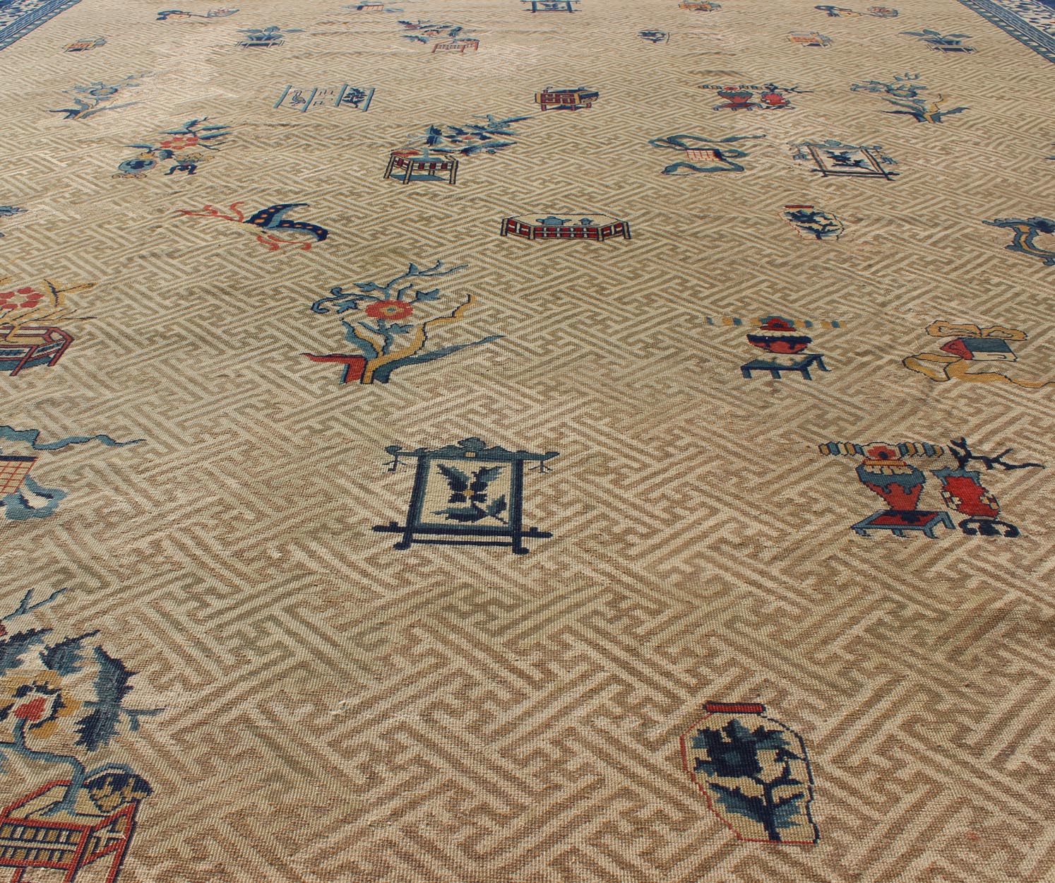Large Antique Chinese Carpet A traditional design incorporating phoenix motifs and Chinese elements distinguishes this Chinese rug from all others. Symbolizing the Emperor and Empress, the dragon and phoenix were powerful spiritual symbols. This... - Keivan Woven ArtsC - 0504 - 195Rug