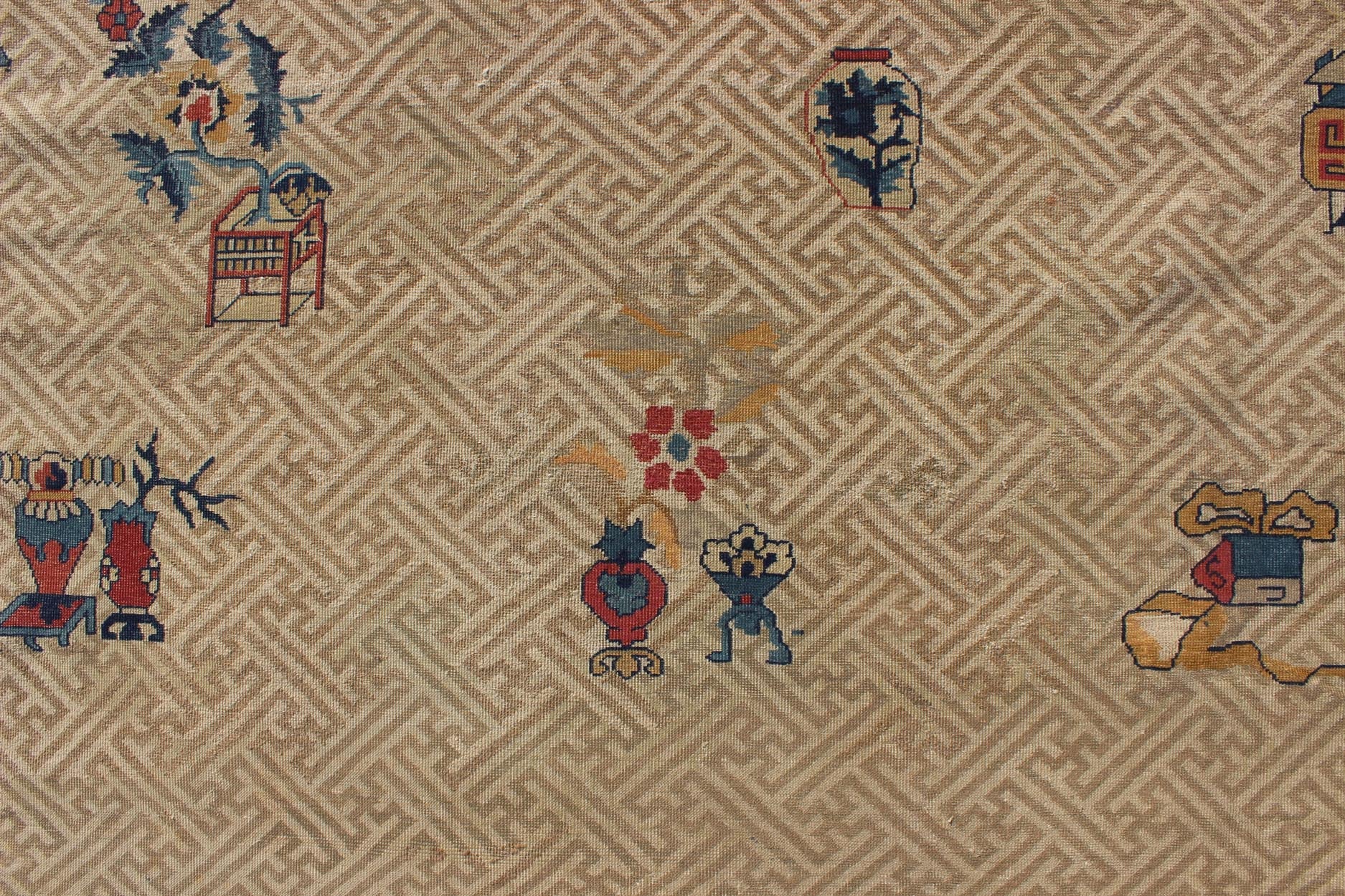 Large Antique Chinese Carpet A traditional design incorporating phoenix motifs and Chinese elements distinguishes this Chinese rug from all others. Symbolizing the Emperor and Empress, the dragon and phoenix were powerful spiritual symbols. This... - Keivan Woven ArtsC - 0504 - 195