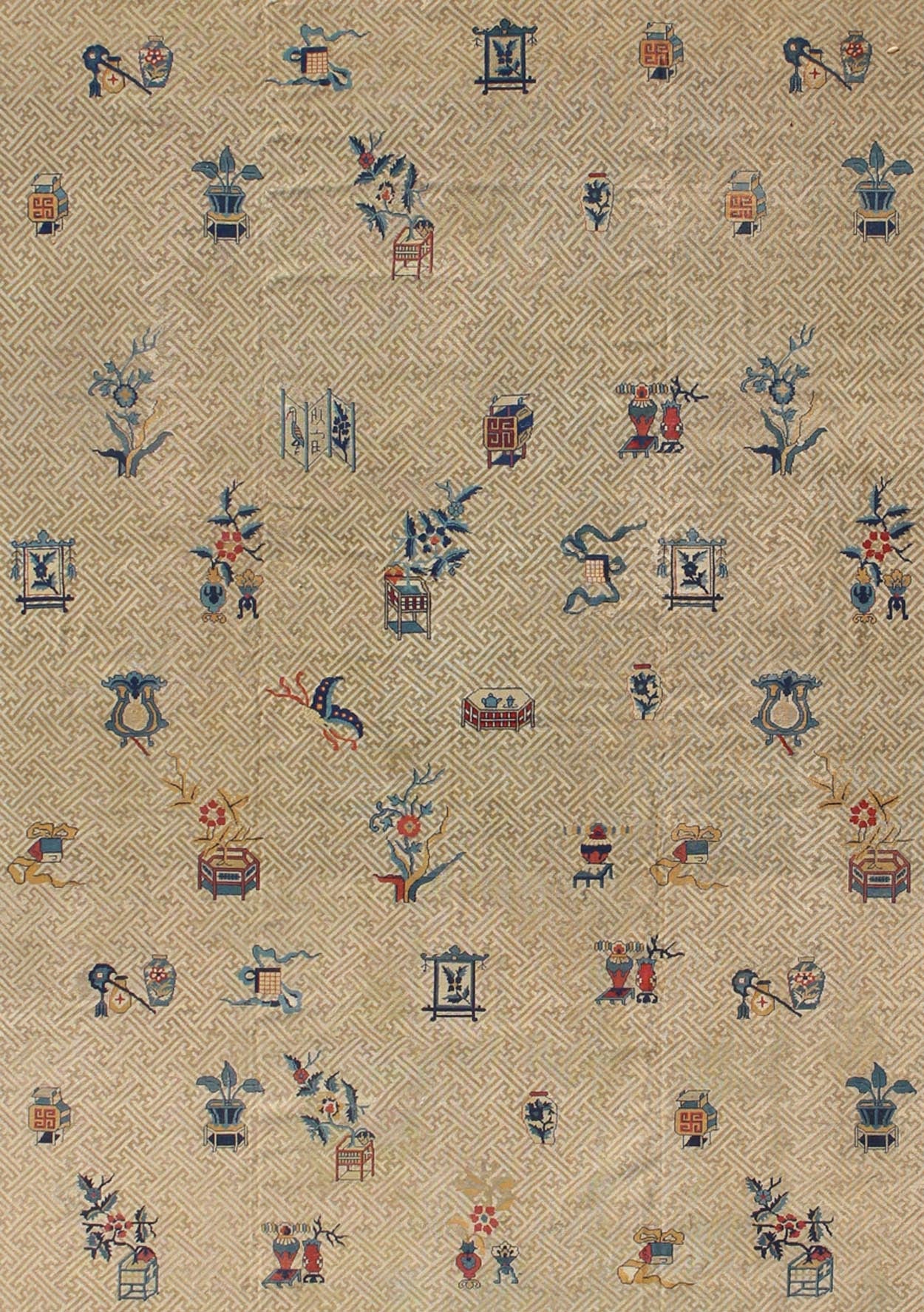 Large Antique Chinese Carpet A traditional design incorporating phoenix motifs and Chinese elements distinguishes this Chinese rug from all others. Symbolizing the Emperor and Empress, the dragon and phoenix were powerful spiritual symbols. This... - Keivan Woven ArtsC - 0504 - 195