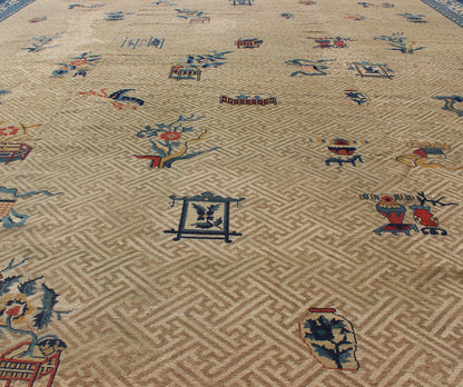 Large Antique Chinese Carpet A traditional design incorporating phoenix motifs and Chinese elements distinguishes this Chinese rug from all others. Symbolizing the Emperor and Empress, the dragon and phoenix were powerful spiritual symbols. This... - Keivan Woven ArtsC - 0504 - 195