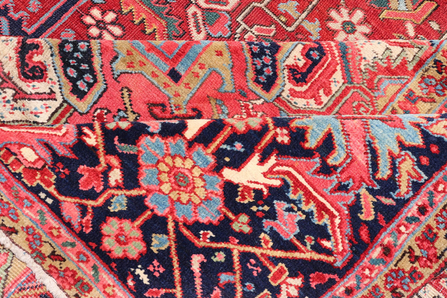 Richly colored large antique Persian Heriz - Serapi carpet with geometric design. Keivan Woven Arts / rug C - 0535, country of origin / type: Iran / Heriz - Serapi, circa 1900. Measures: 11'4 x 17'11. This incredible Heriz - Serapi features a large - scale... - Keivan Woven ArtsC - 0535 - 355Rug