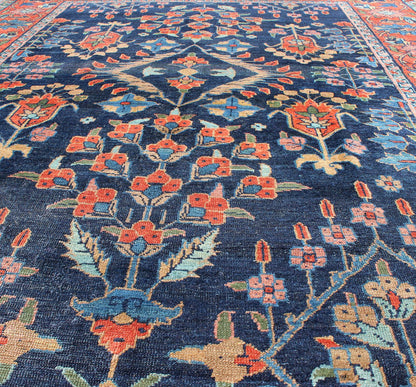 Antique Persian Tabriz Carpet with Botanical Elements in Navy Blue, Red - Orange Antique Persian Tabriz Carpet with Botanical Elements rug/c - 0705, origin/iran kwarugs This spectacular antique Persian Tabriz from the early 20th century bears... - Keivan Woven ArtsC - 0705 - 888Rug
