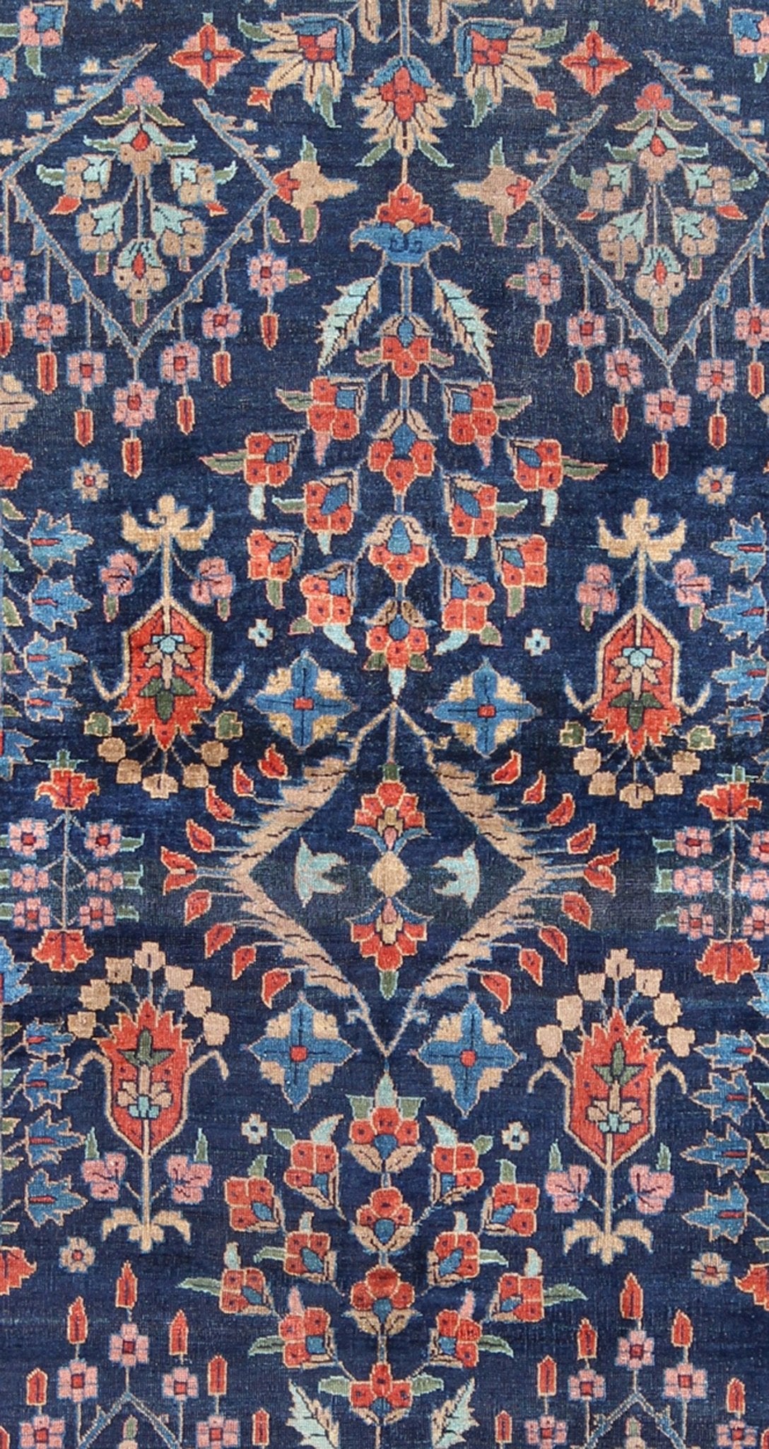 Antique Persian Tabriz Carpet with Botanical Elements in Navy Blue, Red - Orange Antique Persian Tabriz Carpet with Botanical Elements rug/c - 0705, origin/iran kwarugs This spectacular antique Persian Tabriz from the early 20th century bears... - Keivan Woven ArtsC - 0705 - 888Rug