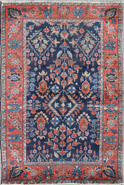 Antique Persian Tabriz Carpet with Botanical Elements in Navy Blue, Red - Orange Antique Persian Tabriz Carpet with Botanical Elements rug/c - 0705, origin/iran kwarugs This spectacular antique Persian Tabriz from the early 20th century bears... - Keivan Woven ArtsC - 0705 - 888Rug