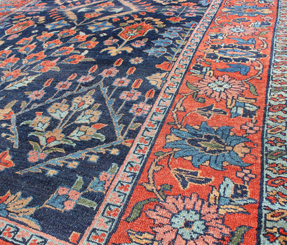 Antique Persian Tabriz Carpet with Botanical Elements in Navy Blue, Red - Orange Antique Persian Tabriz Carpet with Botanical Elements rug/c - 0705, origin/iran kwarugs This spectacular antique Persian Tabriz from the early 20th century bears... - Keivan Woven ArtsC - 0705 - 888Rug