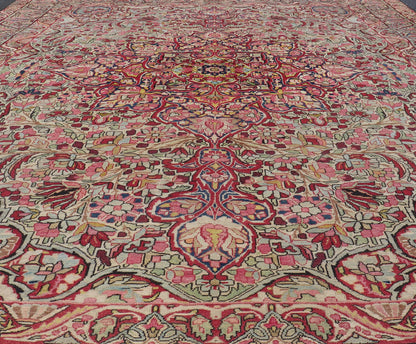 Antique Persian Lavar Kerman Rug With Intricate Medallion Design. Keivan Woven Arts / Rug/C - 0715 Laver Kerman, Antique Kerman, Antique Persian Measures: 9'5 x 11'2 This antique Kerman Lavar rug bears a remarkably intricate floral design w... - Keivan Woven ArtsC - 0715 - 627Rug