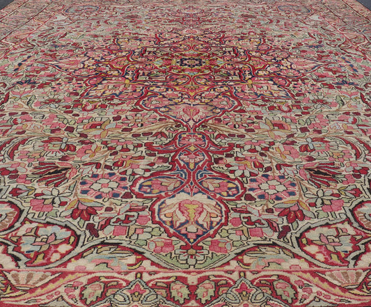 Antique Persian Lavar Kerman Rug With Intricate Medallion Design. Keivan Woven Arts / Rug/C - 0715 Laver Kerman, Antique Kerman, Antique Persian Measures: 9'5 x 11'2 This antique Kerman Lavar rug bears a remarkably intricate floral design w... - Keivan Woven ArtsC - 0715 - 627Rug