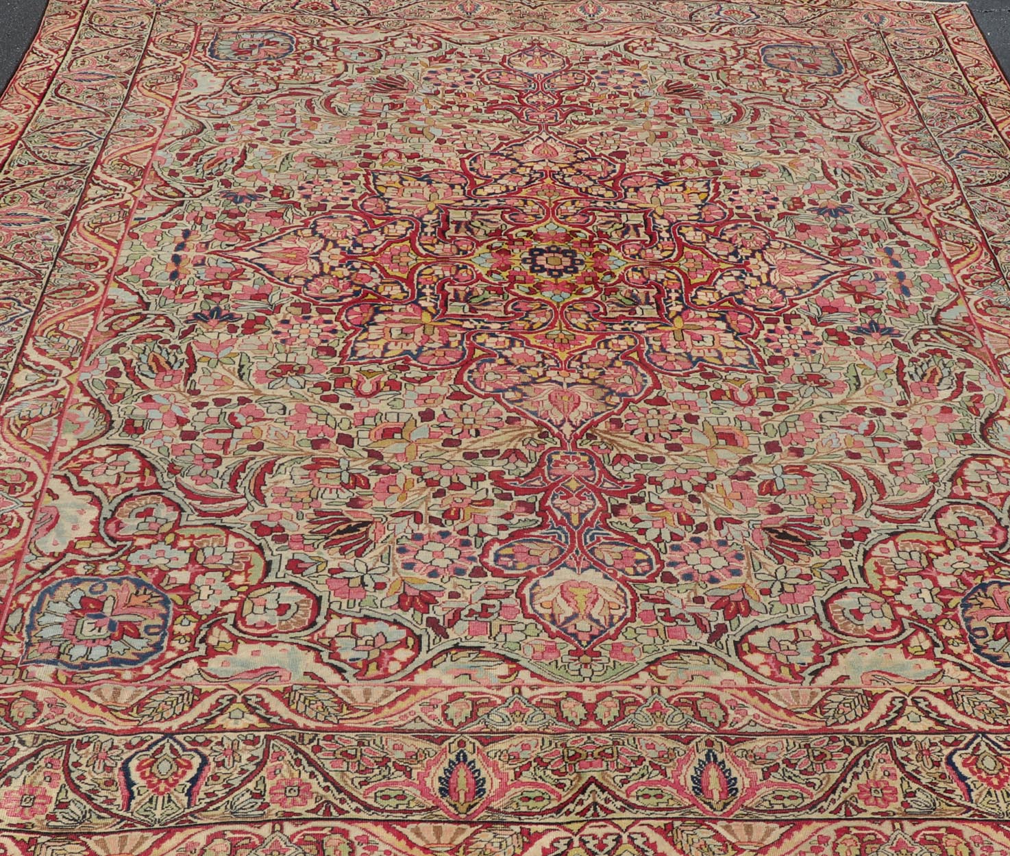 Antique Persian Lavar Kerman Rug With Intricate Medallion Design. Keivan Woven Arts / Rug/C - 0715 Laver Kerman, Antique Kerman, Antique Persian Measures: 9'5 x 11'2 This antique Kerman Lavar rug bears a remarkably intricate floral design w... - Keivan Woven ArtsC - 0715 - 627Rug