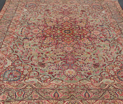 Antique Persian Lavar Kerman Rug With Intricate Medallion Design. Keivan Woven Arts / Rug/C - 0715 Laver Kerman, Antique Kerman, Antique Persian Measures: 9'5 x 11'2 This antique Kerman Lavar rug bears a remarkably intricate floral design w... - Keivan Woven ArtsC - 0715 - 627Rug