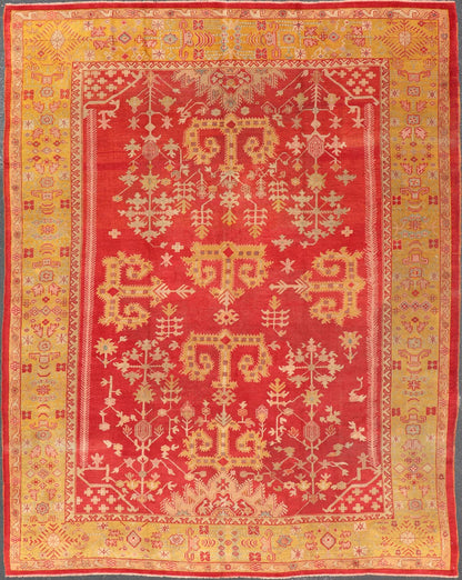 Antique Turkish Oushak rug with geometric motif design. Keivan Woven Arts / rug/C - 0716, country of origin / type: Turkey / Oushak, circa 1890 Measures: 10'2 x 13'6. This antique Oushak rug is a remarkable and endearingly beautiful piece that spe... - Keivan Woven ArtsC - 0716 - 457Rug