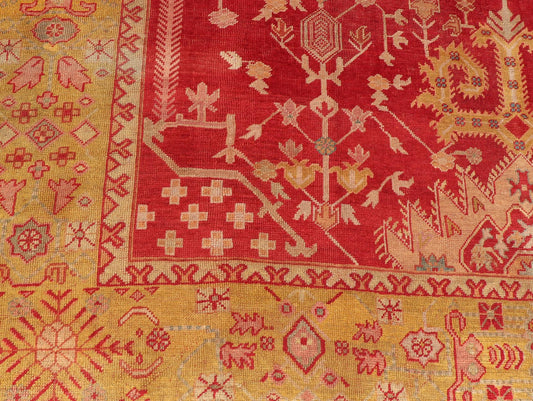 Antique Turkish Oushak rug with geometric motif design. Keivan Woven Arts / rug/C - 0716, country of origin / type: Turkey / Oushak, circa 1890 Measures: 10'2 x 13'6. This antique Oushak rug is a remarkable and endearingly beautiful piece that spe... - Keivan Woven ArtsC - 0716 - 457Rug