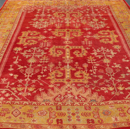 Antique Turkish Oushak rug with geometric motif design. Keivan Woven Arts / rug/C - 0716, country of origin / type: Turkey / Oushak, circa 1890 Measures: 10'2 x 13'6. This antique Oushak rug is a remarkable and endearingly beautiful piece that spe... - Keivan Woven ArtsC - 0716 - 457Rug