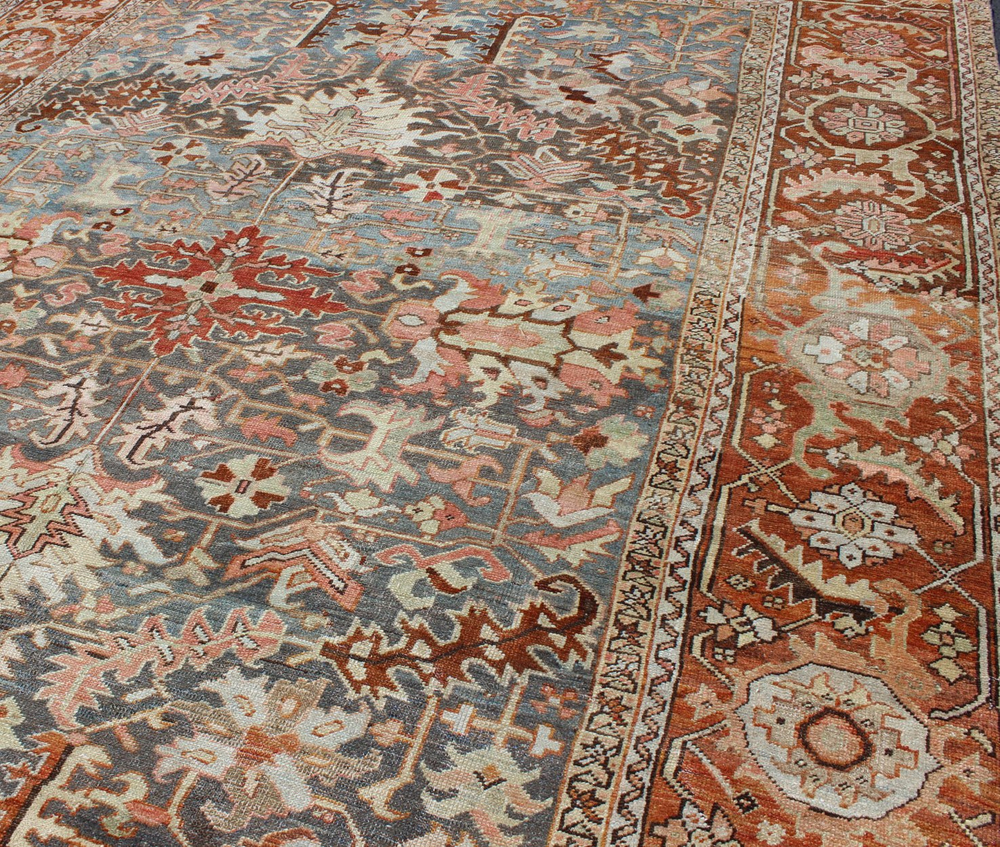 Antique Persian Bakshaish Rug with Medallions and Flower Motifs in Midnight Blue, rug c - 0901, country of origin / type: Iran / Bakshaish, circa 1910 This spectacular antique Persian Bakshaish carpet (circa 1910) features five central medallions ... - Keivan Woven ArtsC - 0901 - 633Rug