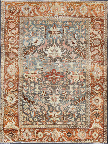 Antique Persian Bakshaish Rug with Medallions and Flower Motifs in Midnight Blue, rug c - 0901, country of origin / type: Iran / Bakshaish, circa 1910 This spectacular antique Persian Bakshaish carpet (circa 1910) features five central medallions ... - Keivan Woven ArtsC - 0901 - 633Rug